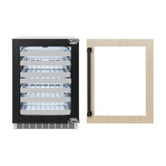 ZLINE Autograph Edition 24 in. Touchstone Dual Zone 44 Bottle Wine Cooler With Panel Ready Glass Door - RWDPOZ-24 - The Home Selection