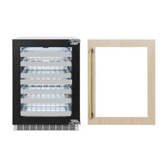 ZLINE Autograph Edition 24 in. Touchstone Dual Zone 44 Bottle Wine Cooler With Panel Ready Glass Door - RWDPOZ-24 - The Home Selection