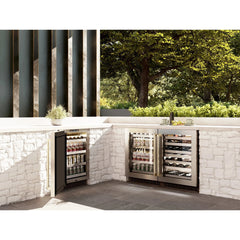 ZLINE Autograph Edition 24 in. Touchstone Dual Zone 44 Bottle Wine Cooler With Stainless Steel Glass Door And Champagne Bronze Handle (RWDOZ-GS-24-CB) - The Home Selection
