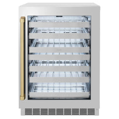 ZLINE Autograph Edition 24 in. Touchstone Dual Zone 44 Bottle Wine Cooler With Stainless Steel Glass Door And Champagne Bronze Handle (RWDOZ-GS-24-CB) - The Home Selection