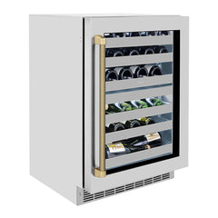 ZLINE Autograph Edition 24 in. Touchstone Dual Zone 44 Bottle Wine Cooler with Stainless Steel Glass Door and Helix Handle - RWDOZS-24-K - The Home Selection