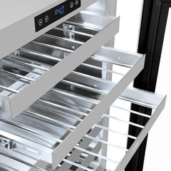 ZLINE Autograph Edition 24 in. Touchstone Dual Zone 44 Bottle Wine Cooler with Stainless Steel Glass Door and Helix Handle - RWDOZS-24-K - The Home Selection