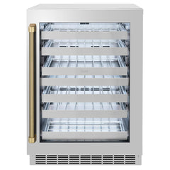 ZLINE Autograph Edition 24 in. Touchstone Dual Zone 44 Bottle Wine Cooler with Stainless Steel Glass Door and Helix Handle - RWDOZS-24-K - The Home Selection