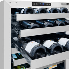 ZLINE Autograph Edition 24 in. Touchstone Dual Zone 44 Bottle Wine Cooler With Stainless Steel Glass Door And Matte Black Handle (RWDOZ-GS-24-MB) - The Home Selection