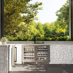 ZLINE Autograph Edition 24 in. Touchstone Dual Zone 44 Bottle Wine Cooler With Stainless Steel Glass Door And Matte Black Handle (RWDOZ-GS-24-MB) - The Home Selection