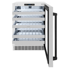 ZLINE Autograph Edition 24 in. Touchstone Dual Zone 44 Bottle Wine Cooler With Stainless Steel Glass Door And Matte Black Handle (RWDOZ-GS-24-MB) - The Home Selection