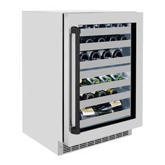 ZLINE Autograph Edition 24 in. Touchstone Dual Zone 44 Bottle Wine Cooler With Stainless Steel Glass Door And Matte Black Handle (RWDOZ-GS-24-MB) - The Home Selection