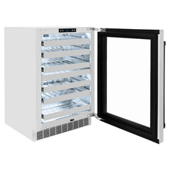 ZLINE Autograph Edition 24 in. Touchstone Dual Zone 44 Bottle Wine Cooler With Stainless Steel Glass Door And Matte Black Handle (RWDOZ-GS-24-MB) - The Home Selection