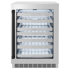 ZLINE Autograph Edition 24 in. Touchstone Dual Zone 44 Bottle Wine Cooler With Stainless Steel Glass Door And Matte Black Handle (RWDOZ-GS-24-MB) - The Home Selection