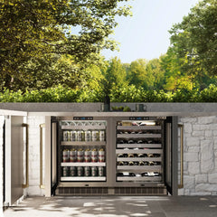 ZLINE Autograph Edition 24 in. Touchstone Dual Zone 44 Bottle Wine Cooler With Stainless Steel Glass Door And Polished Gold Handle (RWDOZ-GS-24-G) - The Home Selection