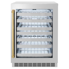 ZLINE Autograph Edition 24 in. Touchstone Dual Zone 44 Bottle Wine Cooler With Stainless Steel Glass Door And Polished Gold Handle (RWDOZ-GS-24-G) - The Home Selection