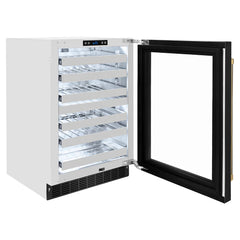 ZLINE Autograph Edition 24-Inch Touchstone Dual Zone 44-Bottle Wine Cooler with Black Stainless Steel Glass Door - RWDOZ-BS-24-KCB - The Home Selection