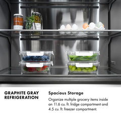 ZLINE Autograph Edition 30 in. 16.1 cu. ft. Built-In Bottom Freezer Refrigerator with Water Dispenser and Ice Maker in Stainless Steel with Graphite Gray Interior Helix Handles - GRBIVZ-30430K - The Home Selection