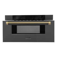 ZLINE Autograph Edition 30 in. 1.2 cu. ft. Built-in Microwave Drawer in Black Stainless Steel - MWDZ-30-BS-K - The Home Selection