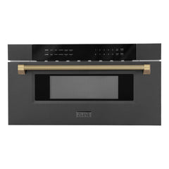 ZLINE Autograph Edition 30 in. 1.2 cu. ft. Built-in Microwave Drawer in Black Stainless Steel - MWDZ-30-BS-K - The Home Selection