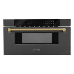 ZLINE Autograph Edition 30 in. 1.2 cu. ft. Built-in Microwave Drawer in Black Stainless Steel - MWDZ-30-BS-K - The Home Selection