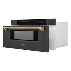 ZLINE Autograph Edition 30 in. 1.2 cu. ft. Built-in Microwave Drawer in Black Stainless Steel - MWDZ-30-BS-K - The Home Selection