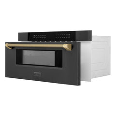 ZLINE Autograph Edition 30 in. 1.2 cu. ft. Built-in Microwave Drawer in Black Stainless Steel - MWDZ-30-BS-K - The Home Selection