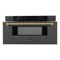 ZLINE Autograph Edition 30 in. 1.2 cu. ft. Built-in Microwave Drawer in Black Stainless Steel - MWDZ-30-BS-K - The Home Selection