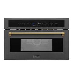 ZLINE Autograph Edition 30 in. 1.6 cu. ft. Built-in Convection Microwave Oven in Black Stainless Steel - MWOZ-30-BS-K - The Home Selection