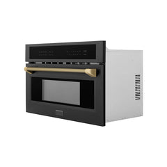 ZLINE Autograph Edition 30 in. 1.6 cu. ft. Built-in Convection Microwave Oven in Black Stainless Steel - MWOZ-30-BS-K - The Home Selection