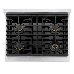 ZLINE Autograph Edition 30 in. 4.2 cu. ft. Paramount Dual Fuel Range with 4 Burner Gas Cooktop and Electric Convection Oven in DuraSnow® Stainless Steel with Accents - SDRSZ-30 - The Home Selection