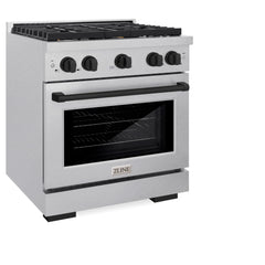 ZLINE Autograph Edition 30 in. 4.2 cu. ft. Paramount Dual Fuel Range with 4 Burner Gas Cooktop and Electric Convection Oven in DuraSnow® Stainless Steel with Accents - SDRSZ-30 - The Home Selection