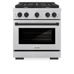 ZLINE Autograph Edition 30 in. 4.2 cu. ft. Paramount Dual Fuel Range with 4 Burner Gas Cooktop and Electric Convection Oven in DuraSnow® Stainless Steel with Accents - SDRSZ-30 - The Home Selection