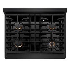 ZLINE Autograph Edition 30 in. 4.2 cu. ft. Paramount Gas Range with 4 Burner Cooktop and Convection Gas Oven in Black Stainless Steel - SGRBZ-30 - The Home Selection