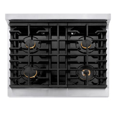 ZLINE Autograph Edition 30 in. 4.2 cu. ft. Paramount Gas Range with 4 Burner Cooktop and Convection Gas Oven in Stainless Steel - SGRZ-30 - The Home Selection