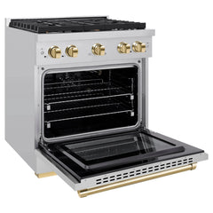 ZLINE Autograph Edition 30 in. 4.2 cu. ft. Paramount Gas Range with 4 Burner Cooktop and Convection Gas Oven in Stainless Steel - SGRZ-30 - The Home Selection