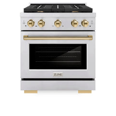 ZLINE Autograph Edition 30 in. 4.2 cu. ft. Paramount Gas Range with 4 Burner Cooktop and Convection Gas Oven in Stainless Steel - SGRZ-30 - The Home Selection