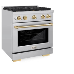 ZLINE Autograph Edition 30 in. 4.2 cu. ft. Paramount Gas Range with 4 Burner Cooktop and Convection Gas Oven in Stainless Steel - SGRZ-30 - The Home Selection
