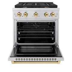 ZLINE Autograph Edition 30 in. 4.2 cu. ft. Paramount Gas Range with 4 Burner Cooktop and Convection Gas Oven in Stainless Steel - SGRZ-30 - The Home Selection