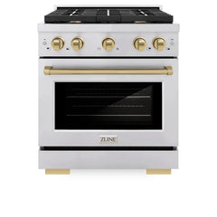 ZLINE Autograph Edition 30 in. 4.2 cu. ft. Paramount Gas Range with 4 Burner Cooktop and Convection Gas Oven in Stainless Steel - SGRZ-30 - The Home Selection