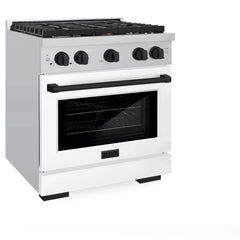 ZLINE Autograph Edition 30 in. 4.2 cu. ft. Paramount Gas Range with 4 Burner Cooktop and Convection Gas Oven in Stainless Steel with White Matte Door - SGRZ-WM-30 - The Home Selection