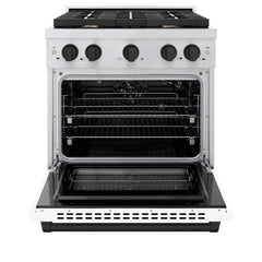 ZLINE Autograph Edition 30 in. 4.2 cu. ft. Paramount Gas Range with 4 Burner Cooktop and Convection Gas Oven in Stainless Steel with White Matte Door - SGRZ-WM-30 - The Home Selection