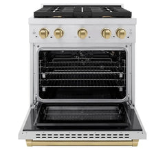 ZLINE Autograph Edition 30 in. 4.2 cu. ft. Paramount Gas Range with 4 Burner Cooktop and Convection Gas Oven - SGRZ-30-CB - The Home Selection