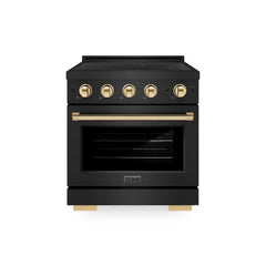 ZLINE Autograph Edition 30 in. 4.2 cu. ft. Paramount Induction Range with 4 Element Cooktop and Electric Convection Oven in Black Stainless Steel - SINRBZ - The Home Selection