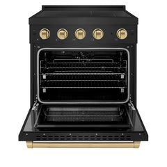ZLINE Autograph Edition 30 in. 4.2 cu. ft. Paramount Induction Range with 4 Element Cooktop and Electric Convection Oven in Black Stainless Steel - SINRBZ - The Home Selection