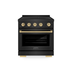 ZLINE Autograph Edition 30 in. 4.2 cu. ft. Paramount Induction Range with 4 Element Cooktop and Electric Convection Oven in Black Stainless Steel - SINRBZ - The Home Selection