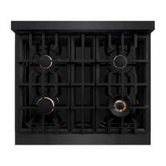 ZLINE Autograph Edition 30 in. 4.2 cu. ft. Select Dual Fuel Range with 4 Burner Gas Cooktop and Electric Convection Oven in Black Stainless Steel - HDRBZ-30 - The Home Selection