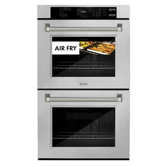ZLINE Autograph Edition 30 in. Professional True Convection Double Wall Oven with Air Fry and Self Clean in Satin Stainless Steel with Helix Handles - WADSZ-30-K - The Home Selection