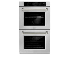 ZLINE Autograph Edition 30 in. Professional True Convection Double Wall Oven with Air Fry and Self Clean in Satin Stainless Steel with Helix Handles - WADSZ-30-K - The Home Selection
