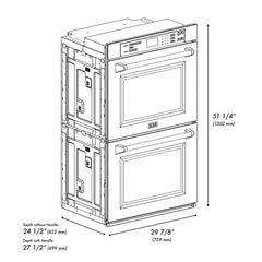 ZLINE Autograph Edition 30 in. Professional True Convection Double Wall Oven with Air Fry and Self Clean in Satin Stainless Steel with Helix Handles - WADSZ-30-K - The Home Selection