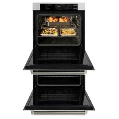 ZLINE Autograph Edition 30 in. Professional True Convection Double Wall Oven with Air Fry and Self Clean in Satin Stainless Steel with Helix Handles - WADSZ-30-K - The Home Selection
