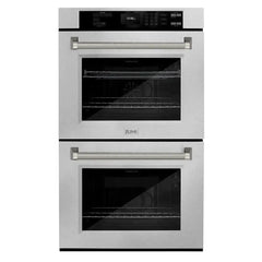 ZLINE Autograph Edition 30 in. Professional True Convection Double Wall Oven with Air Fry and Self Clean in Satin Stainless Steel with Helix Handles - WADSZ-30-K - The Home Selection