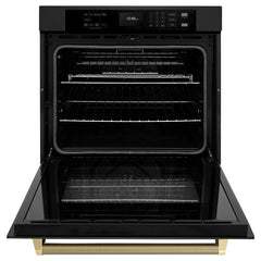 ZLINE Autograph Edition 30 in. Professional True Convection Single Wall Oven with Air Fry and Self Clean in Black Stainless Steel with Helix Handle - WASBZ-30-K - The Home Selection