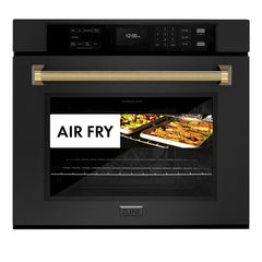 ZLINE Autograph Edition 30 in. Professional True Convection Single Wall Oven with Air Fry and Self Clean in Black Stainless Steel with Helix Handle - WASBZ-30-K - The Home Selection