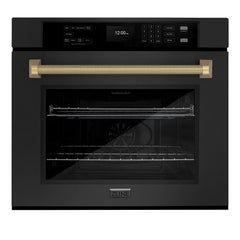 ZLINE Autograph Edition 30 in. Professional True Convection Single Wall Oven with Air Fry and Self Clean in Black Stainless Steel with Helix Handle - WASBZ-30-K - The Home Selection
